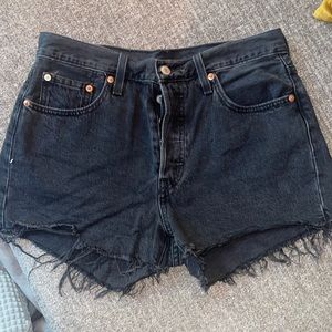 Levi’s 501 High Waisted Black Denim Shorts